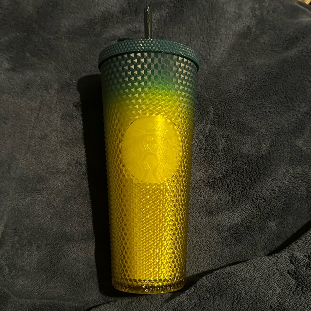 Starbucks Fall 2023 Teal & Yellow Ombré Studded Tumbler 24oz